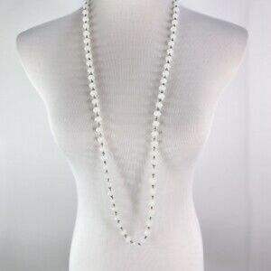 Kenneth Cole silver Tone White Crystal Bead 40-Inch Long Necklace can layer